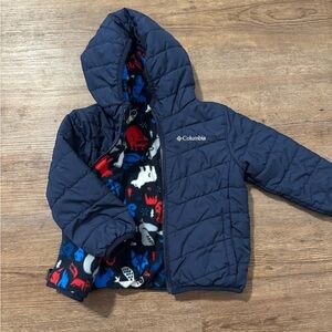 Columbia Dark Blue Quilted Jacket with Animal Print Lining